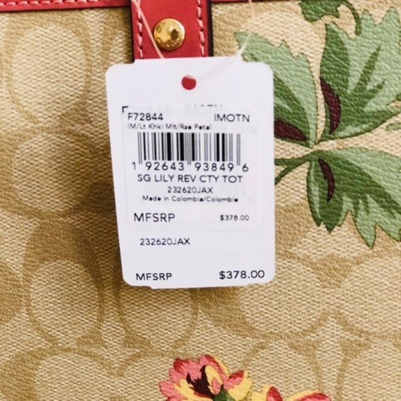 NWT Coach lily floral reversible tote+Wristlet - Picture 4 of 6